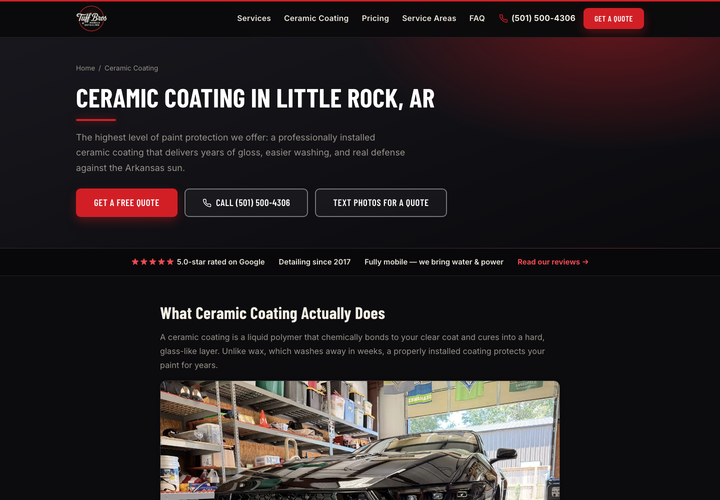 Tuff Bros ceramic coating service page